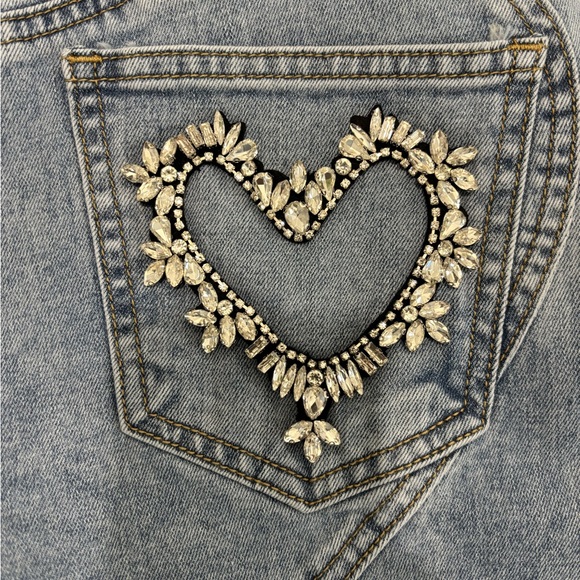 Ultra High Rise Wide Leg Rhinestone Stretch Jean - Picture 7 of 9